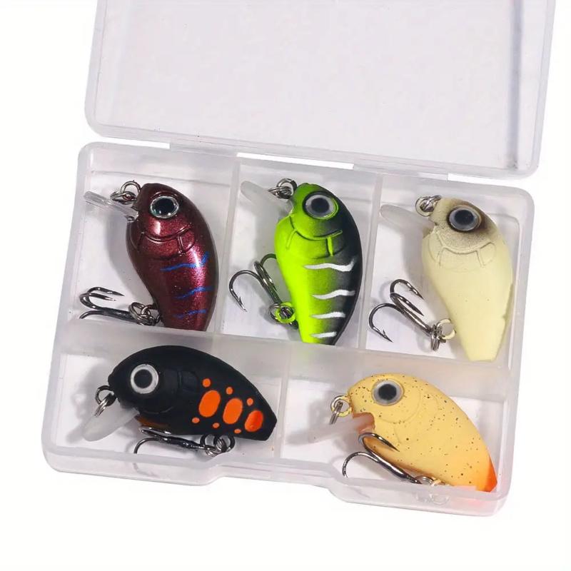 Set de 5 Mincioguri Mini de Calitate Superioară 2,8cm/1,1 Inch Momeală Wobble pentru Îmbunătățirea Pescuitului