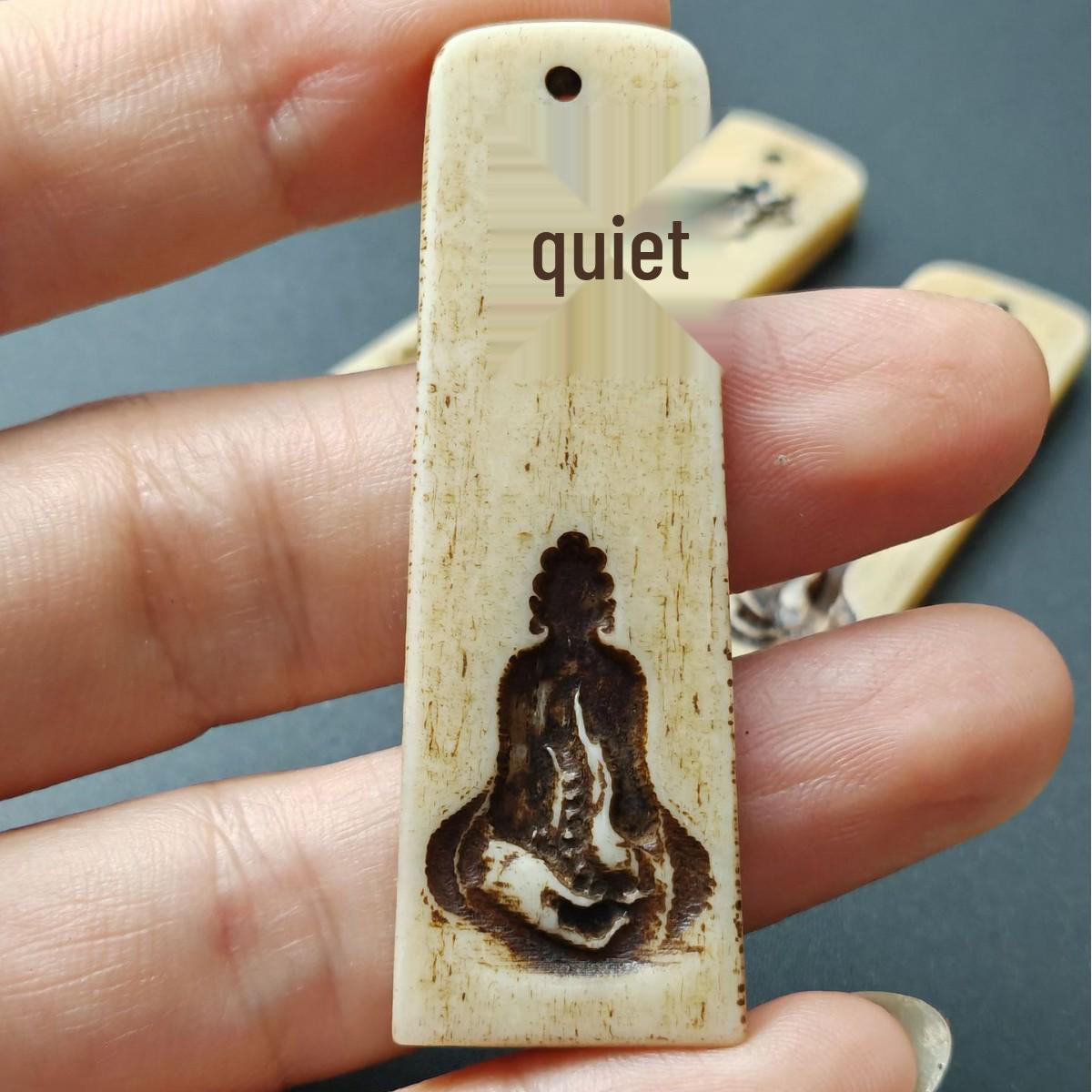 

Антикварный кулон из кости яка: Резное ожерелье Тханка с медитирующим Буддой, 5,6x1,8 см 18 mm