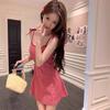 Fresh College Sweet Spice Girl Contrast Color Plaid Suspender Skirt Women's Clothing Early Spring Age Reduction Slim A-shaped Skirt Dress Short Skirt