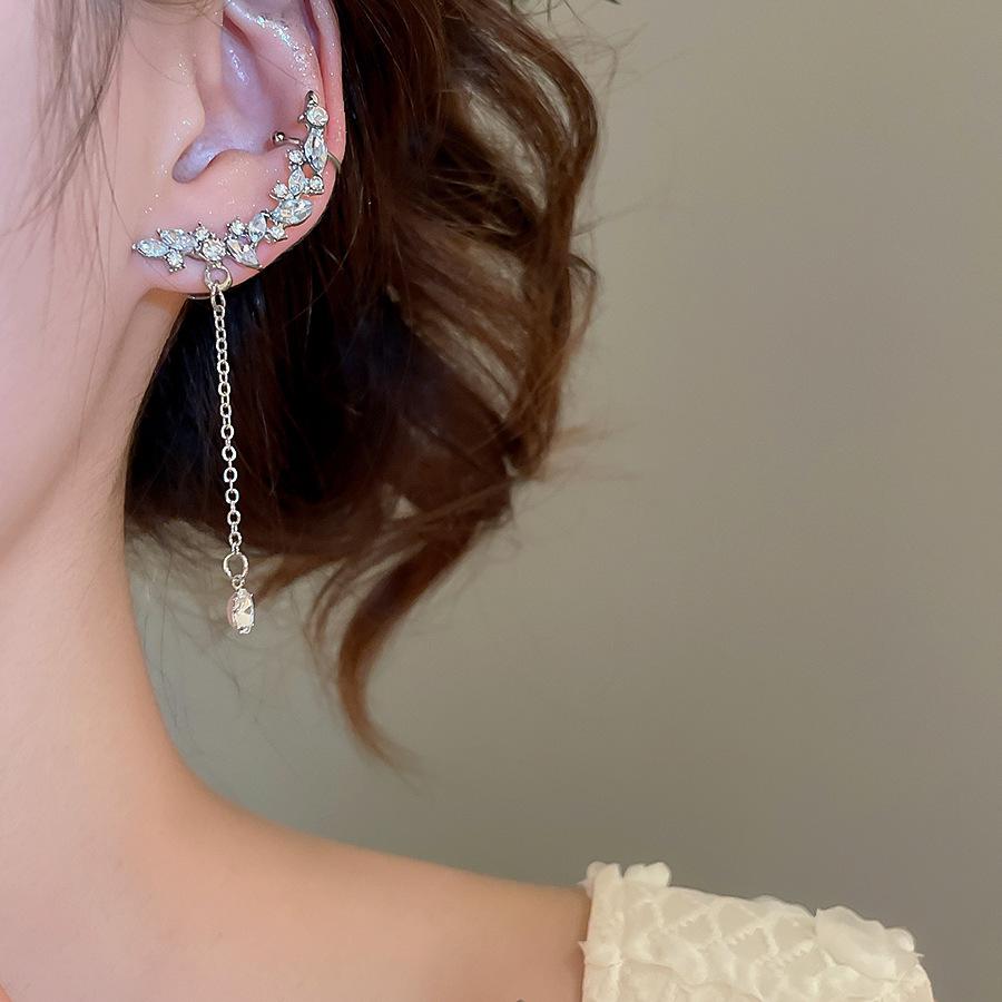 Fairy Forest Water Drop Ear Clip Earrings - No Piercing Needed, Light Luxury, Niche Design for Girls