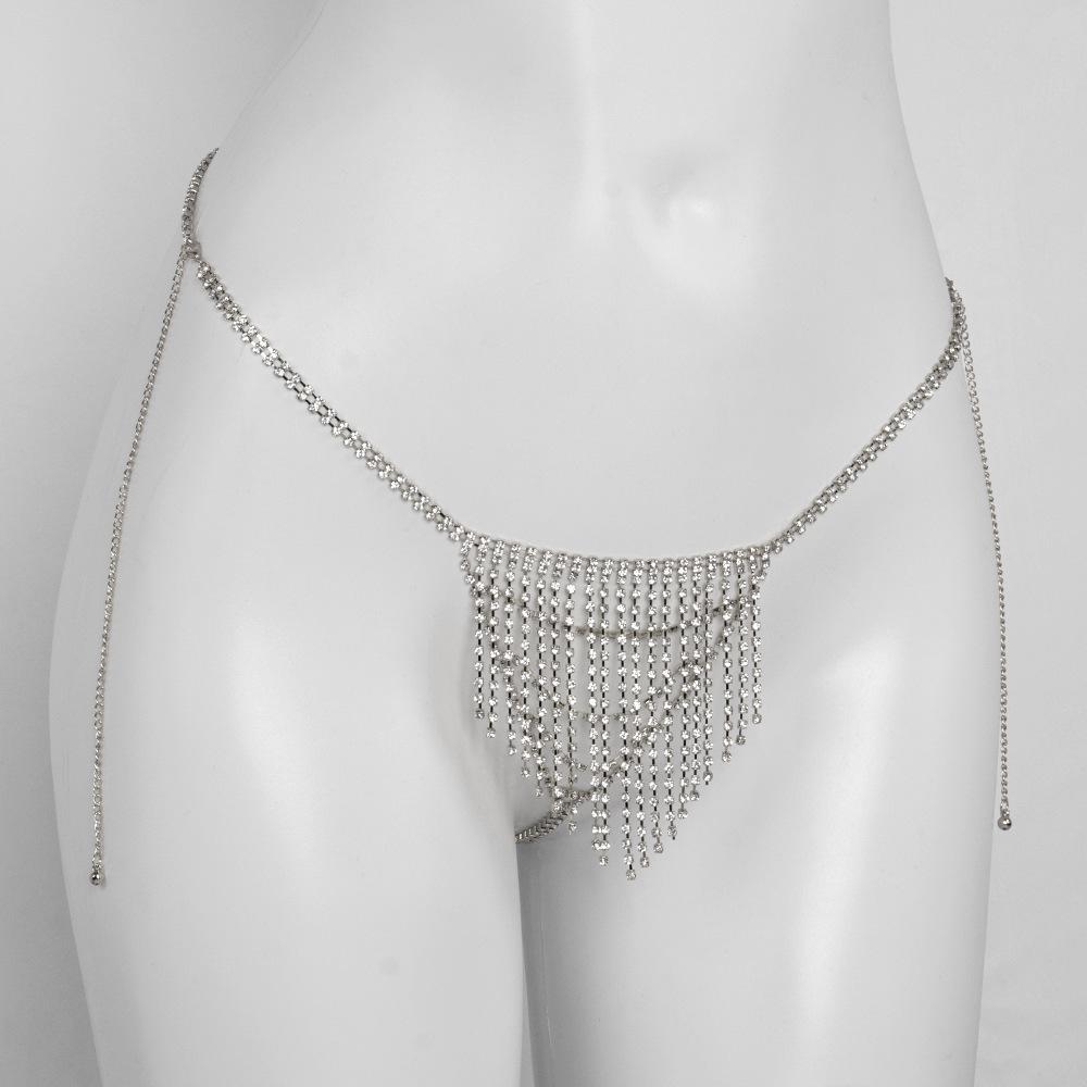Lanț de corp cu ciucuri complet cu diamante pentru femei Lanț tanga cu strasuri Stil european Accesoriu de corp pentru club de noapte Plajă