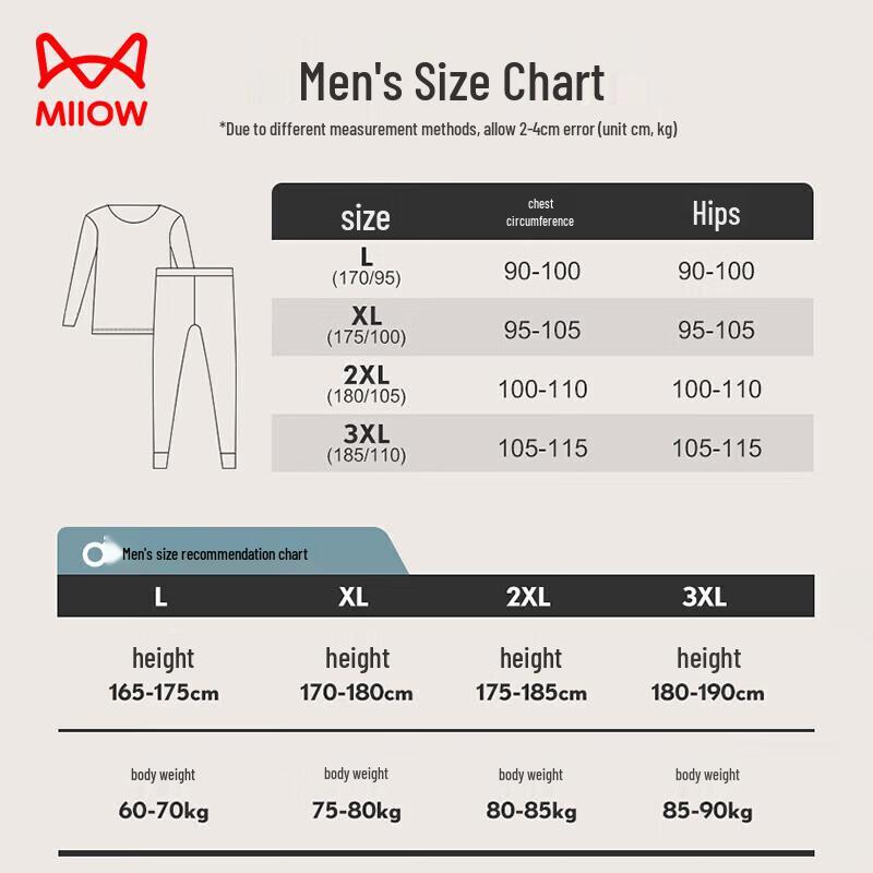 MaoRen Fleece Lined Combed Cotton Thermal Underwear Set