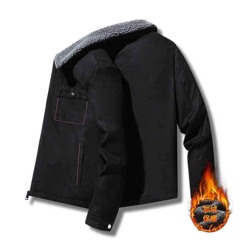 Men's High-Quality Suede Plush Jacket with Lambswool and Velvet: Warm, Thick Cotton Coat for Autumn and Winter