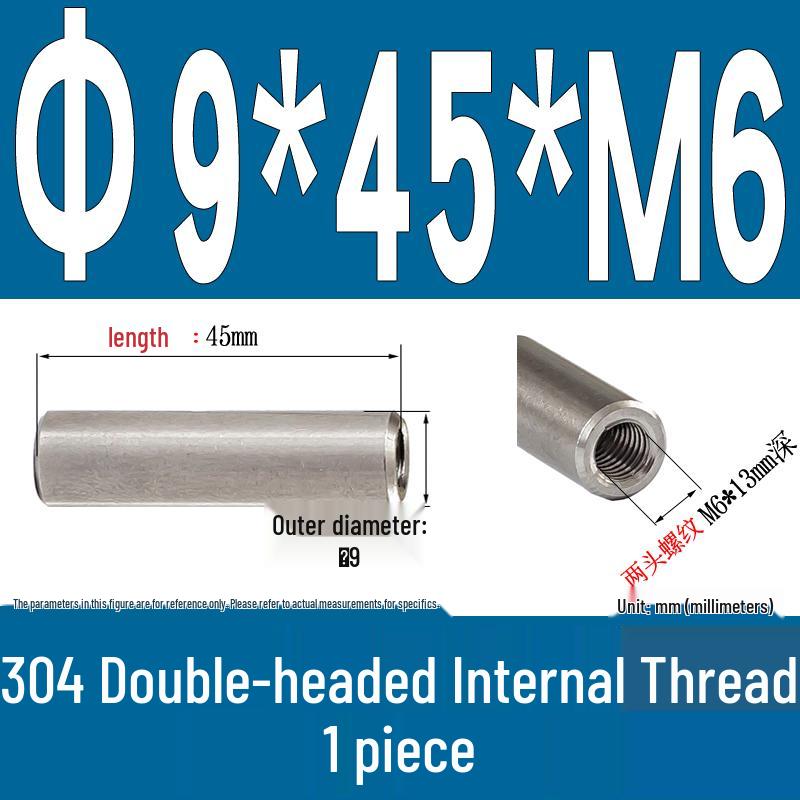 Stainless Steel 304 Double-Ended Threaded Cylindrical Guide Pin with Dual-End Holes