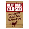 Vintage Metal Tin Sign Keep Gate Closed Funny Dog Horse Cat Sayings Wall Art Animal  Lawn Garden Yard Decor