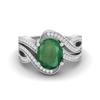 10x8MM Oval Shape Emerald 925 Sterling Silver Women Solitaire Wedding Ring