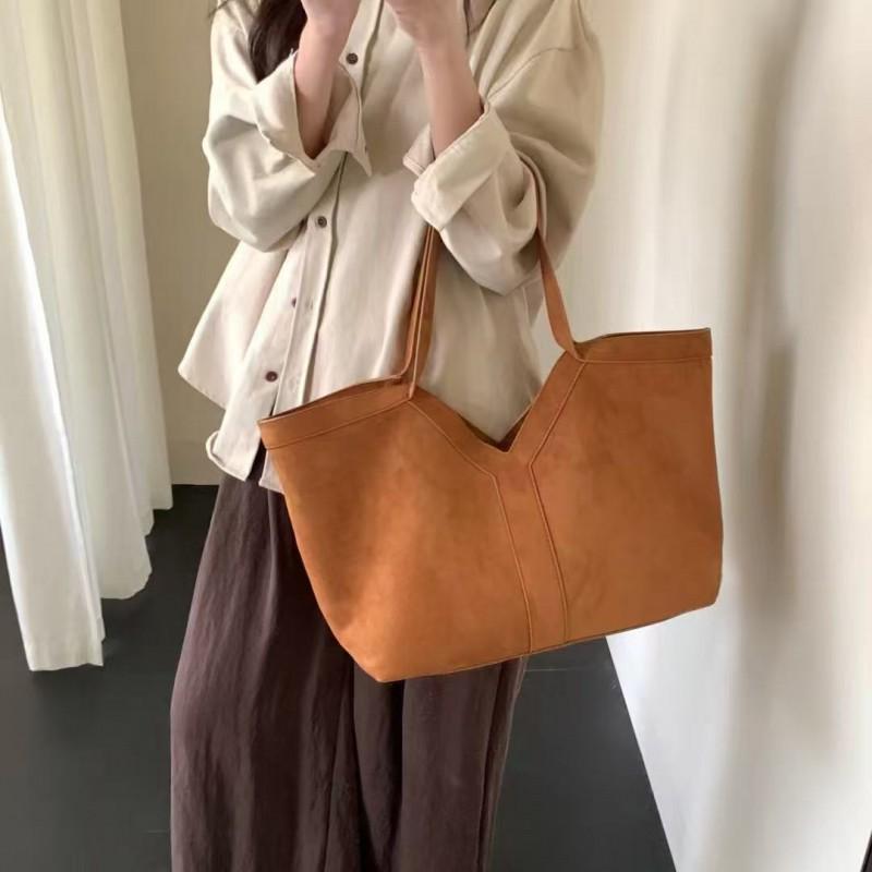 Large Soft Suede-Like Tote Bag Women Daily Use Oversized Shoulder Handbag Street Style