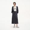 Broadcast Women's Grey French Style A-Line Slit Midi Skirt