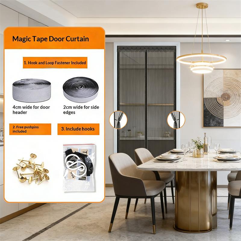 Summer Magnetic Door Curtain - Mosquito Resistant, Soft Yarn Mesh, Multiple Sizes, Easy Install for Home