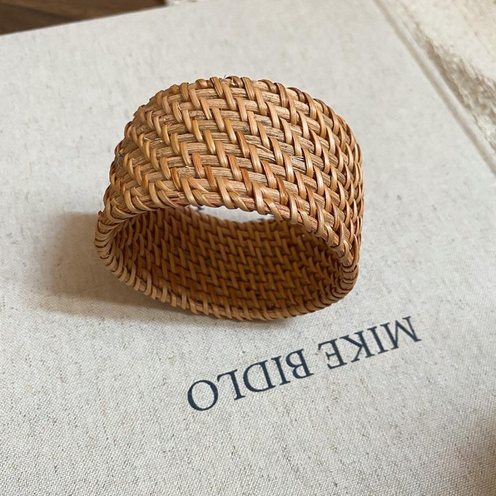Bird Nest Shape Rattan Woven Bracelet Hand Ring Bohemian Braided Bracelet  Beach
