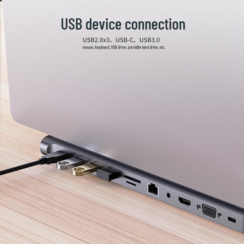 11-in-1 USB-C Hub Docking Station with USB 3.0, PD, VGA & Desktop Stand