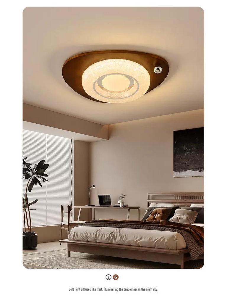 2025 Chinese-Japanese Solid Wood Ceiling Light for Bedroom and Dining Room