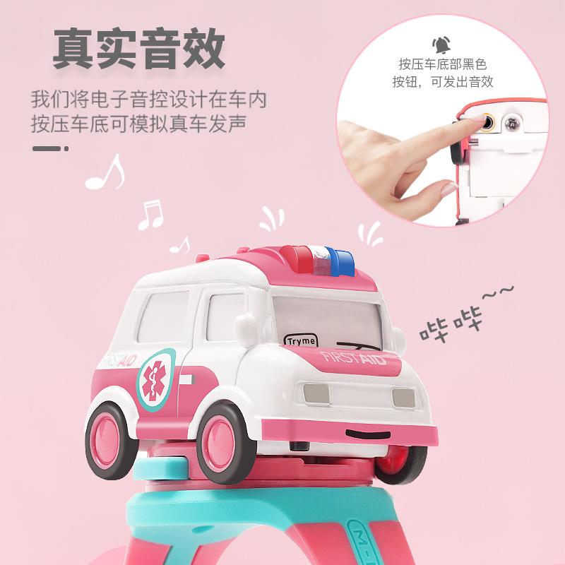 Interesting Alloy Electronic Watch Back Force Induction Cartoon Car Sound And Light Children's Toy Car Watch