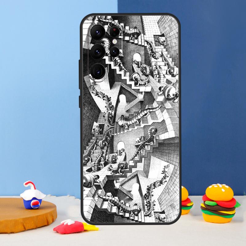 Escher Staircases Phone Case For Samsung Galaxy S24 S25 Ultra S9 S10 S20 S22 S21 S23 Plus S24 FE Cover Coque Galaxy S22Ultra