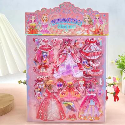 2 Folhas/Saco Impermeável Kawaii Vestido de Princesa Adesivo Desenho Animado Decorativo Espuma Bolha Adesivos Diy Fofo 3D Estufado Adesivos Presente