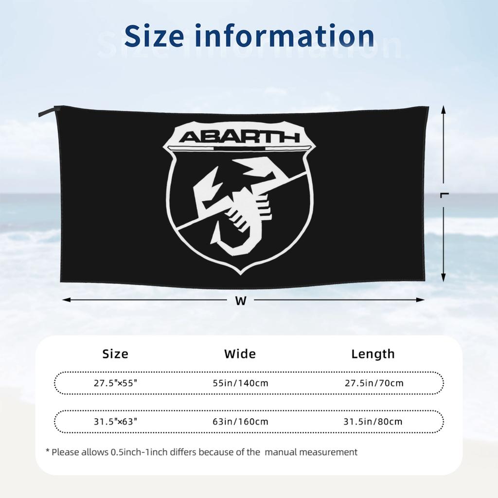 Abarth C Cool Beach Towel Soft Microfiber Quick Dry Absorbent Quick Towels For Pool