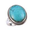 Natural Tibetan Turquoise Gemstone Handmade 925 Sterling Silver Ring Size 9 z7U86