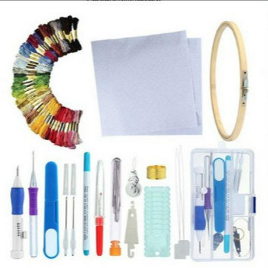 Set Acul de Pumn pentru Broderie și Ață de Mătase pentru Cusături în Cruce, Croșetă