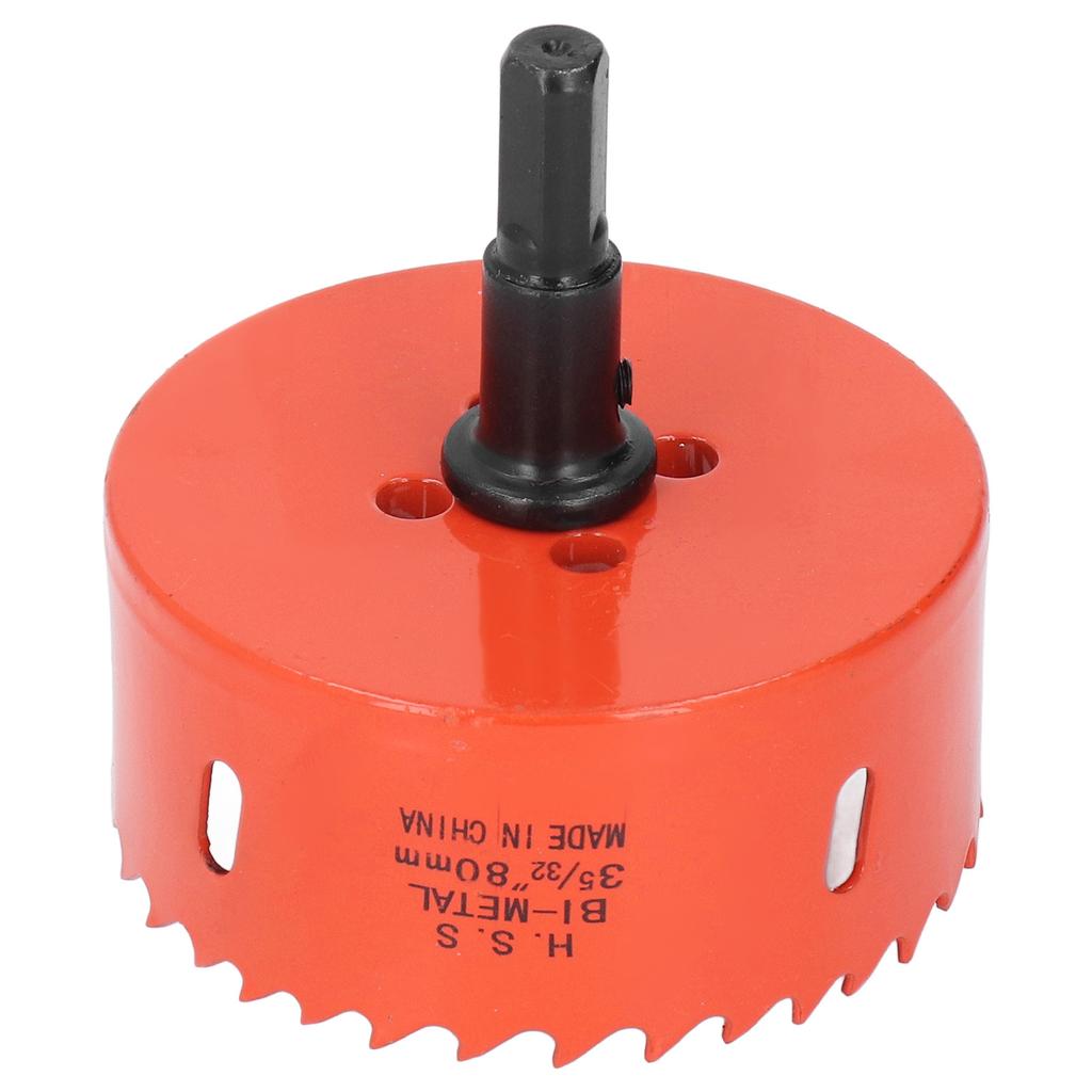 HSS Hole Saw with Mandrel 80mm Cutting Sharply Teeth Hole Drilling Cutter for Soft Metal Wood