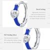 Modian 925 Sterling Zilver Blauw Emaille Hartjes Oorringen Romantisch Cz Kleine Oor Gespen Voor Vrouwen Bruiloft Sieraden