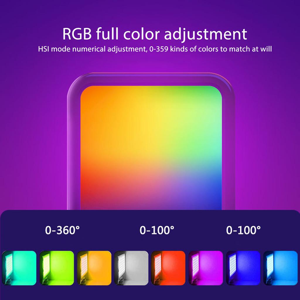 Fill Light Portable RGB Full Color 3000‑9000K Dimmable 70 Beads 7W Handheld Photography Fill Light for Live Broadcast Shooting