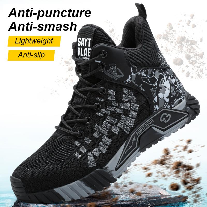 High Top Protective Safety Shoes Men Steel Toe Work Shoes Men Women Work Safety Boots Anti Smash Safety Indestructible WorkBoots