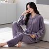 Pajamas Autumn And Winter Winter Island Fleece Long-Sleeved Coral Fleece Women'S Thin Fleece Thermal Loungewear Set