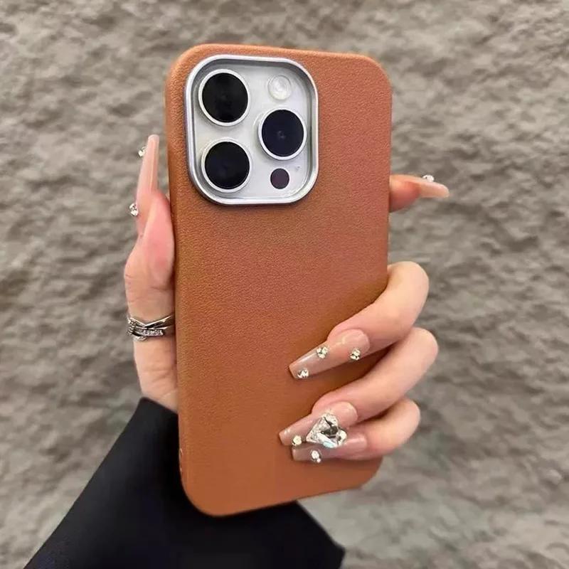 Matte Leather Phone Case For iPhone 16 Pro Max 15 14 Plus 13 12 11 XS Max XR XS X 7 8 SE 16 Shockproof Bumper Cover