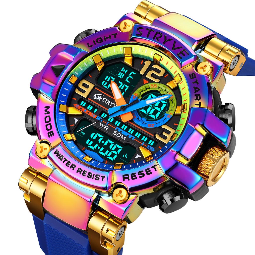 UTHAI CQ254 Fashion Sports Electronics Watch Colorful Night Light Man Watch Waterproof Multi Functional Clock Watches for Man