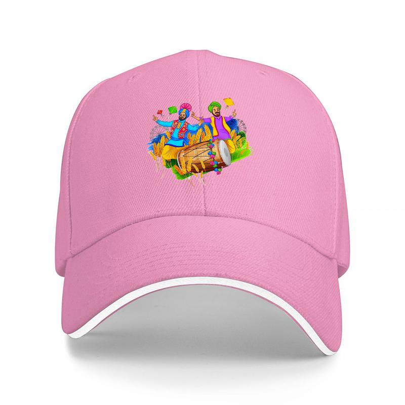 Colorful Carnival Dancers on Drum Baseball Cap Vibrant Street PerforUnisexce Art Design Black Adjustable Hat with White Trim