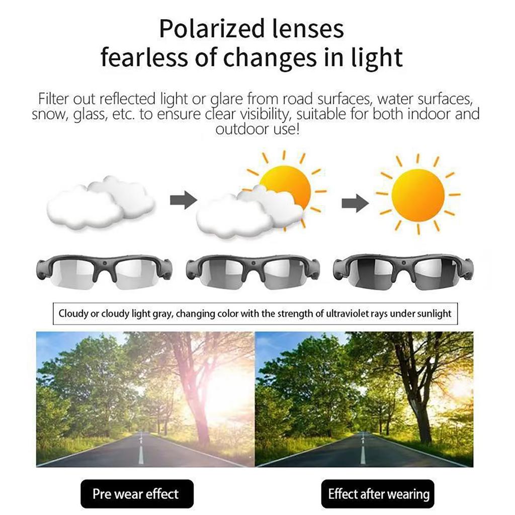 Camera Glasses Smart Sunglasses WiFi 1080P HD Video Recording Shooting Camera Glasses for Car Cycling Driving Hiking Fishing