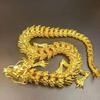 Alloy Five Claw Golden Dragon Ornaments Can Move Chinese Loong Handlebars Home Office Desktop Decorations