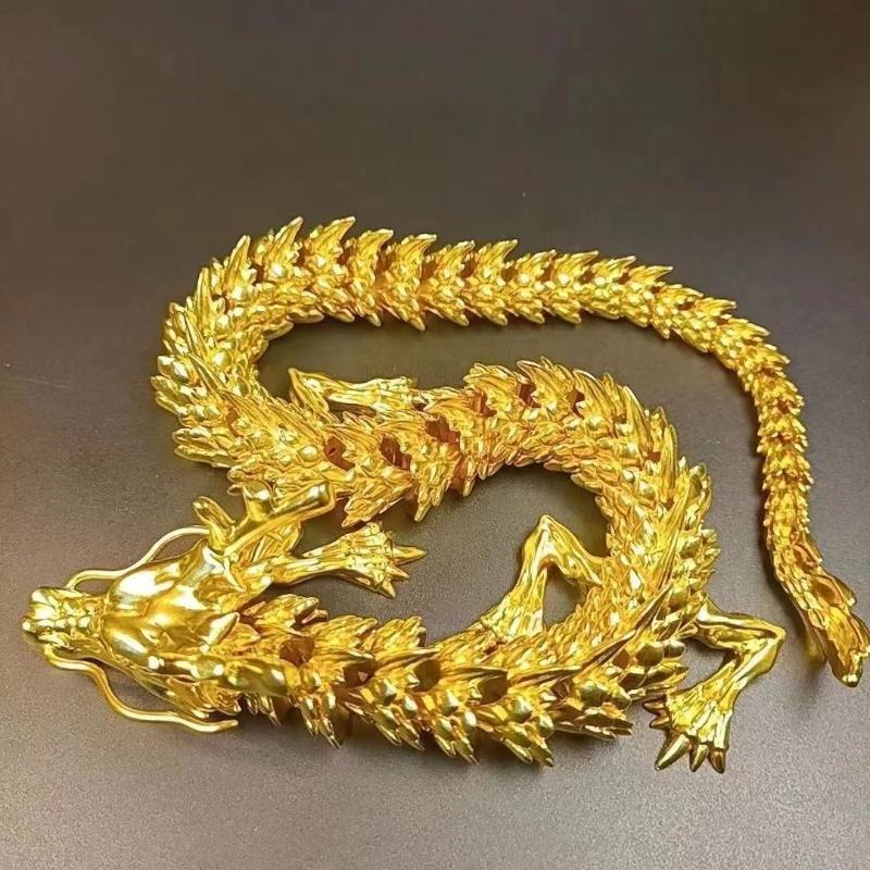 Alloy Five Claw Golden Dragon Ornaments Can Move Chinese Loong Handlebars Home Office Desktop Decorations