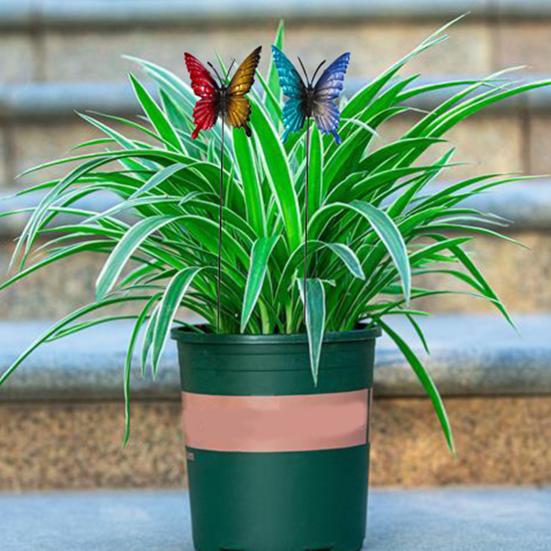 12 Inch Butterfly Garden Stake Decorative Metal Butterfly Stake Outdoor Colorful Butterfly Yard Art for Lawn Porch Pathway Yard Patio Plant Pot Decor
