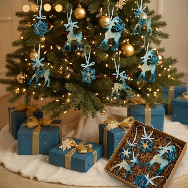 1 Piece Christmas Holiday Ornament Reindeer Snowflake Resin Waterproof Easy Install Suitable Various Themes Decors