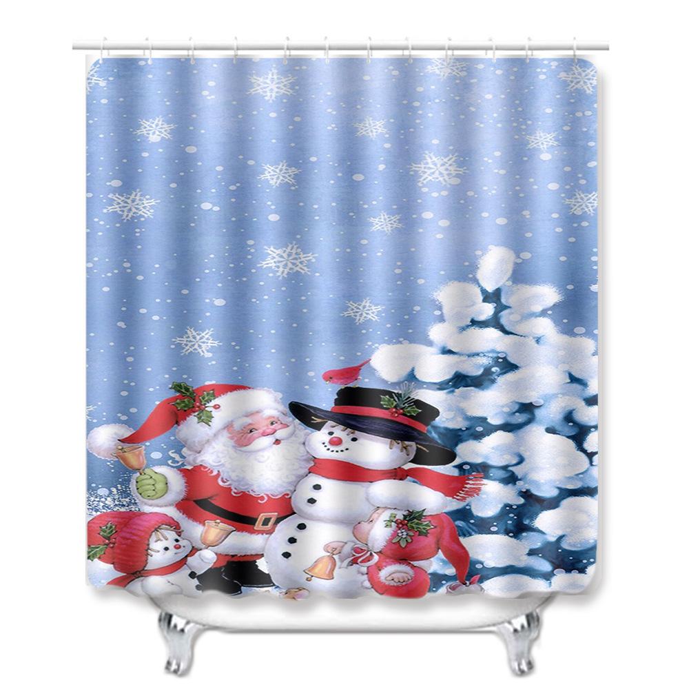 Christmas Bathroom Shower Curtain Four-Piece Combination Floor Mat Bathroom Water Absorbent Non-Slip Door Mat Bedroom Carpet