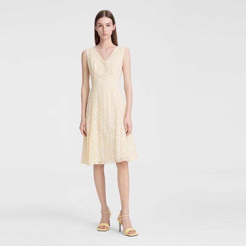 

ELLASSAY Women s Floral V-Neck Pleated A-Line Dress M