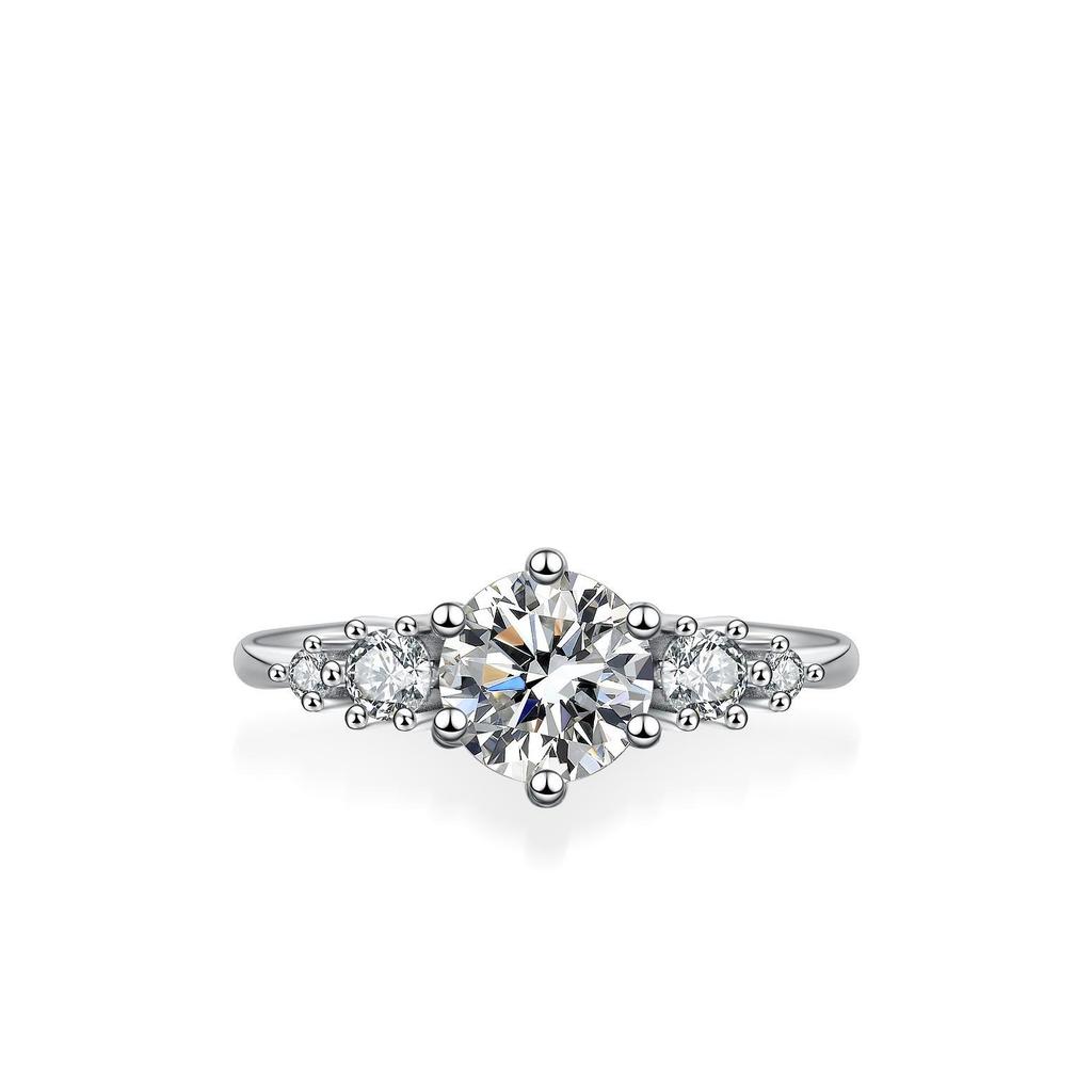 1 Carat Moissanite Classic Six-Claw S925 Silver Ring for Women