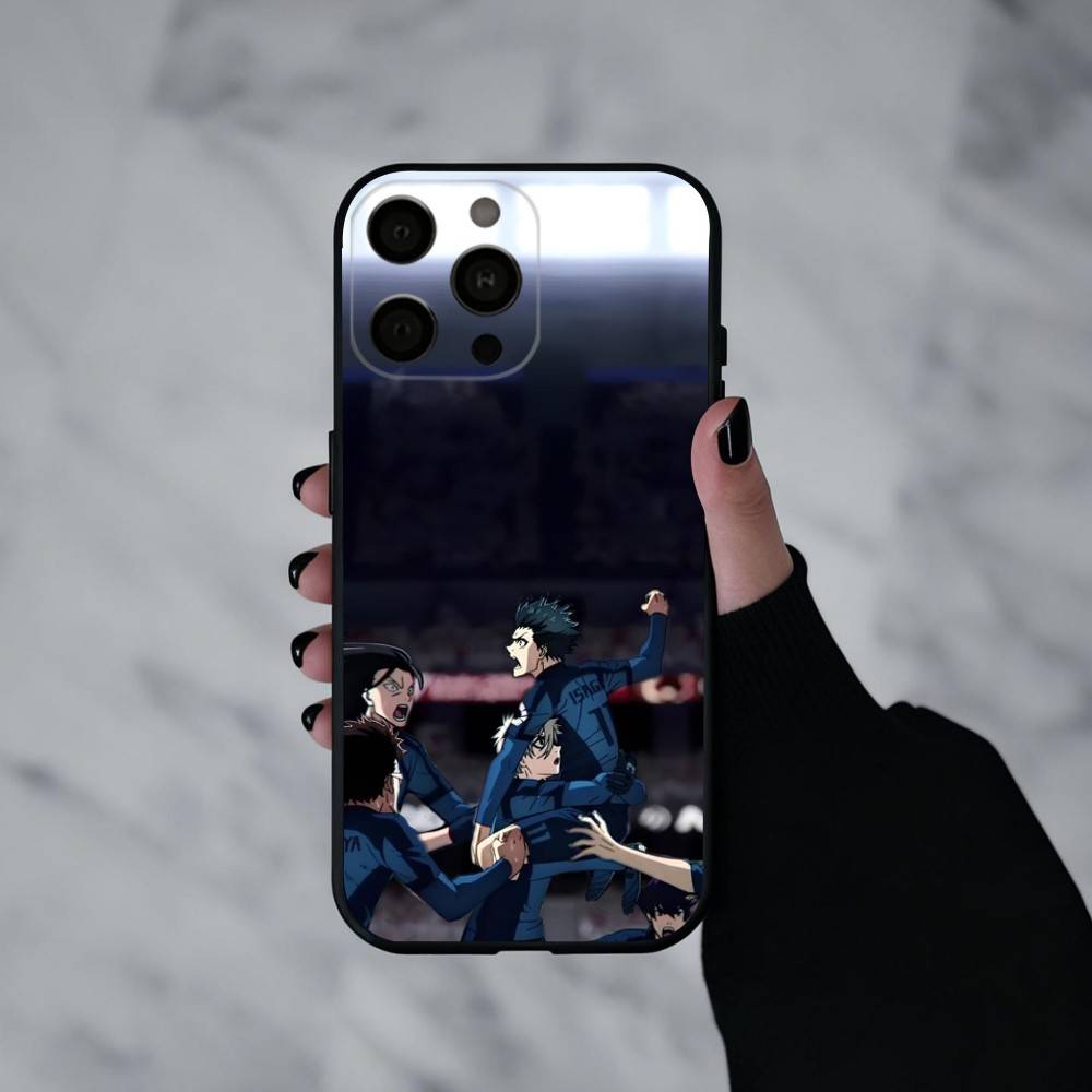 Manga B-Blue L-Lock-K Handyhülle Für iPhone 17pro, 16,15,14,13,12,11 X XR Plus,Andere Weiche Schwarze Hülle