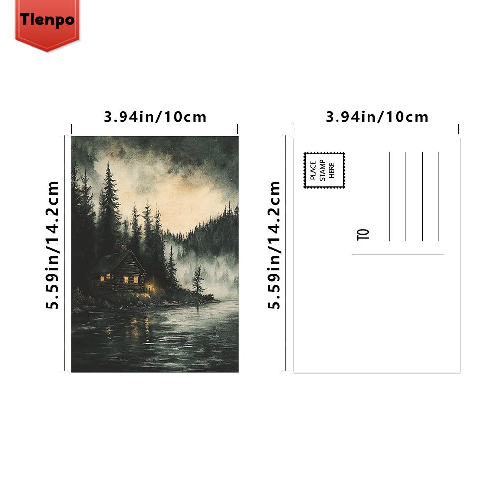 32pcs, mysterious watercolor forest postcards, room decoration stickers, manual materials, souvenirs, collectibles and mail