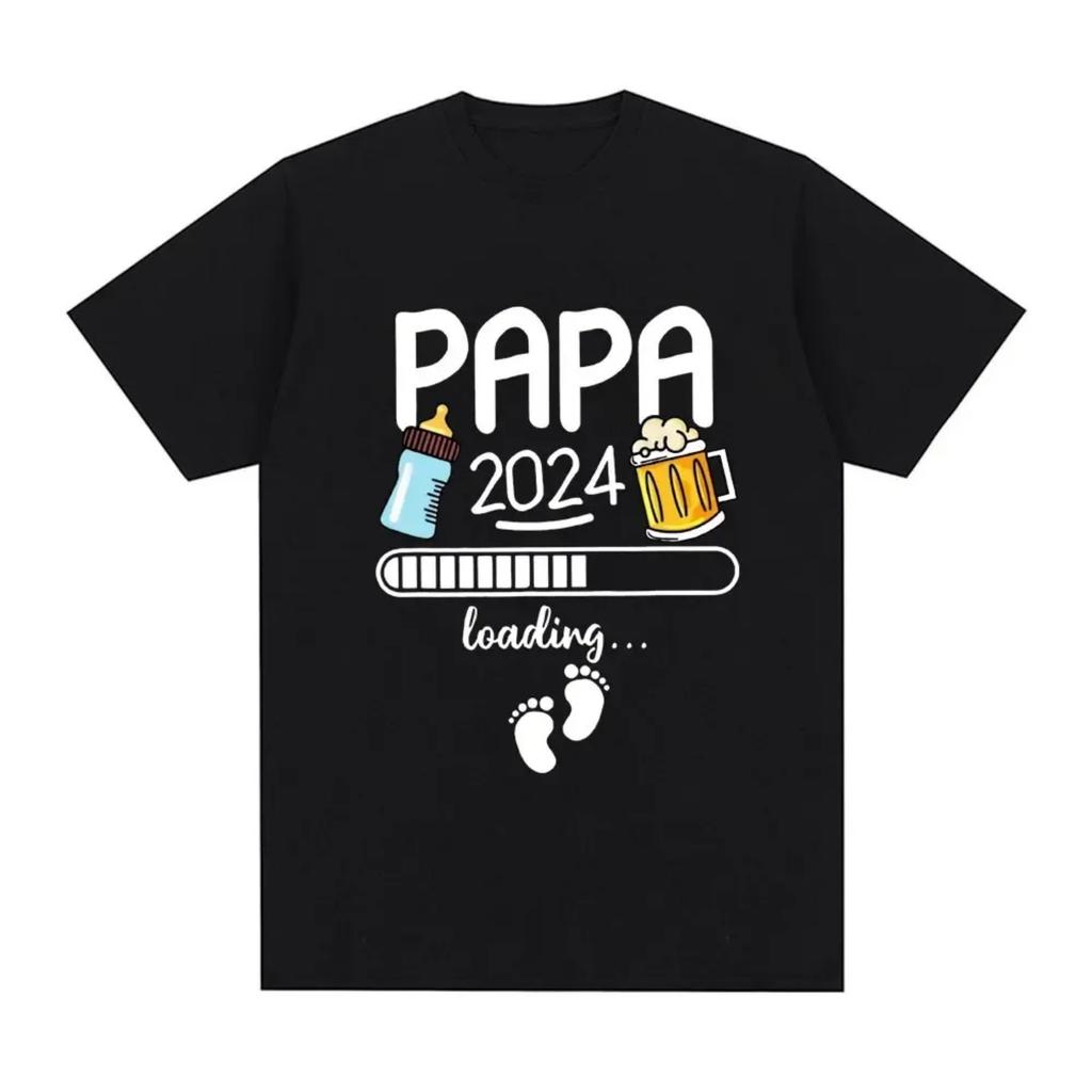 Papa 2024 T Shirt Funny Future Dad Beer Lovers Gift Tee Shirt Men's Women Clothing Unisex O-neck Oversized T-shirts