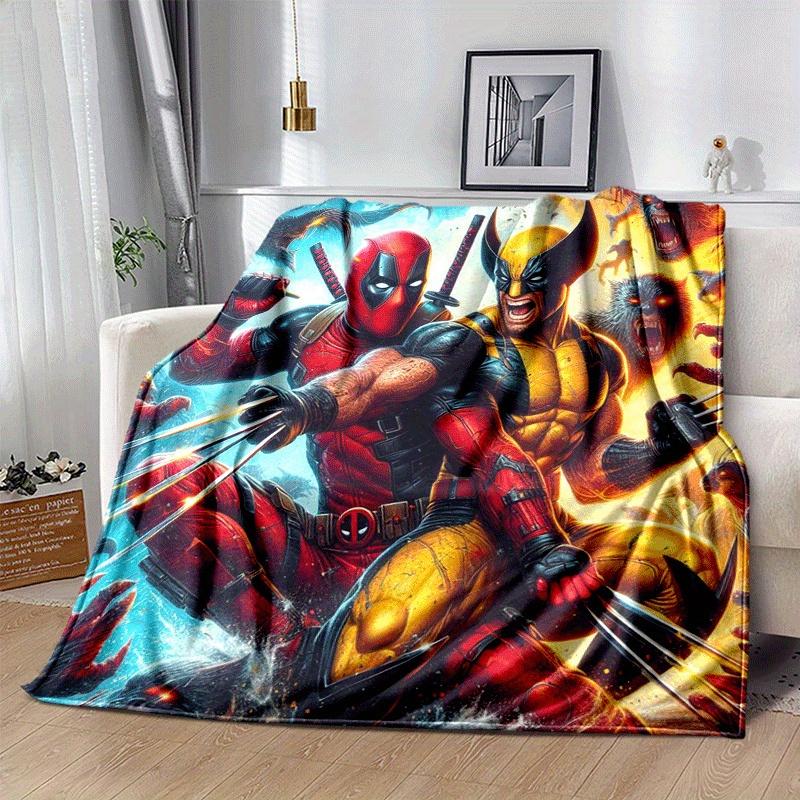 1pc Deadpool and Wolverine Printing Blanket - Soft, All-Season Throw for Living Room, Bedroom,Personalized Gift with Adorable Cartoon Design