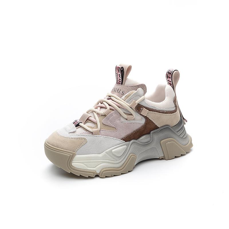 

Thick-bottomed mesh women s leather heightening autumn new breathable trendy versatile sports 40 бежевый