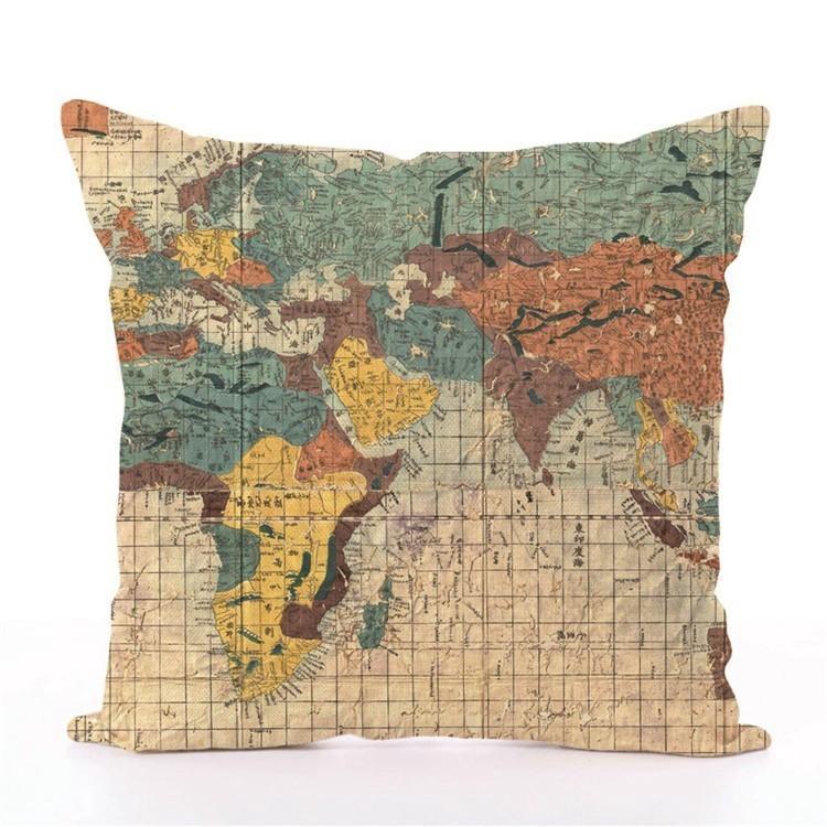Hochwertiger Heimweltkarten-Druck Kissenbezug für elegante Sofadekoration