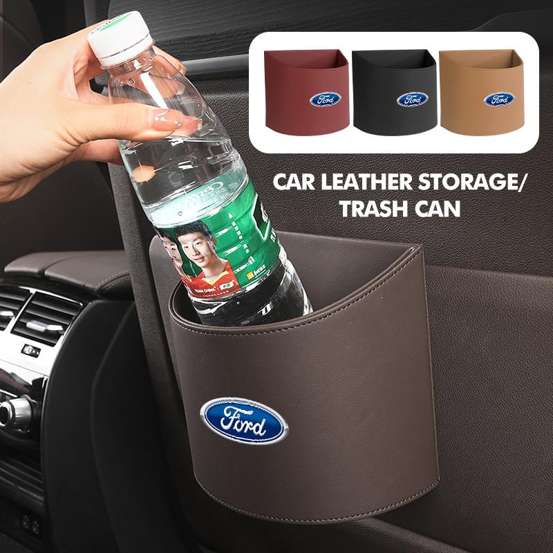 Car Door Leather Trash Can Auto Hanging Rubbish Storage Bag For Ford mk2 mk3 Ranger Mondeo mk4 S-MAX Kuga Mustang Fusion