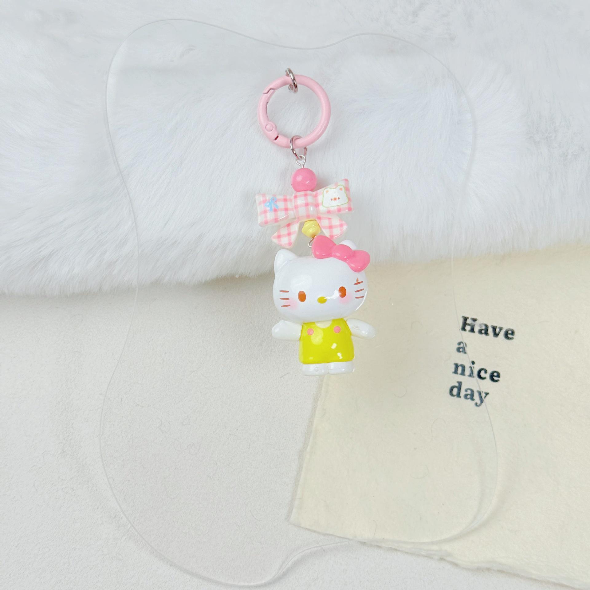 Plaid Bow Kitty Keychain Pendant