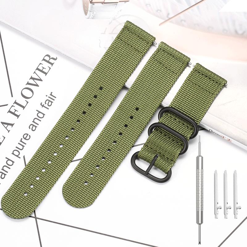20mm 22mm 24mm Extended Nylon Straps For Men Women Canvas Bracelet Three Section Watch Band Heavy Metal Buckle Accessories