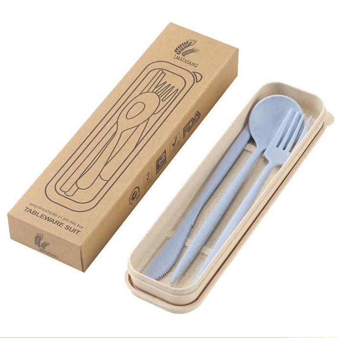 

Набор столовых приборов из пшеничной соломы вилка ложка нож набор из трех предметов работа путешествия портативный набор японская соломенная коробка для столовых приборов синий