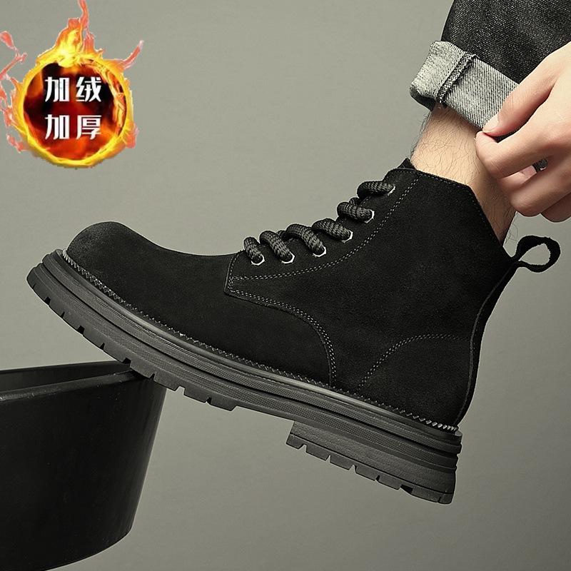 

Martin boots men s thick-soled heightening British style matte tooling rhubarb boots men s high-top leather short boots 44