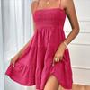 2025 European and American Women's Summer New One-piece Neck Slim Suspender Solid Color Versatile Texture Dress